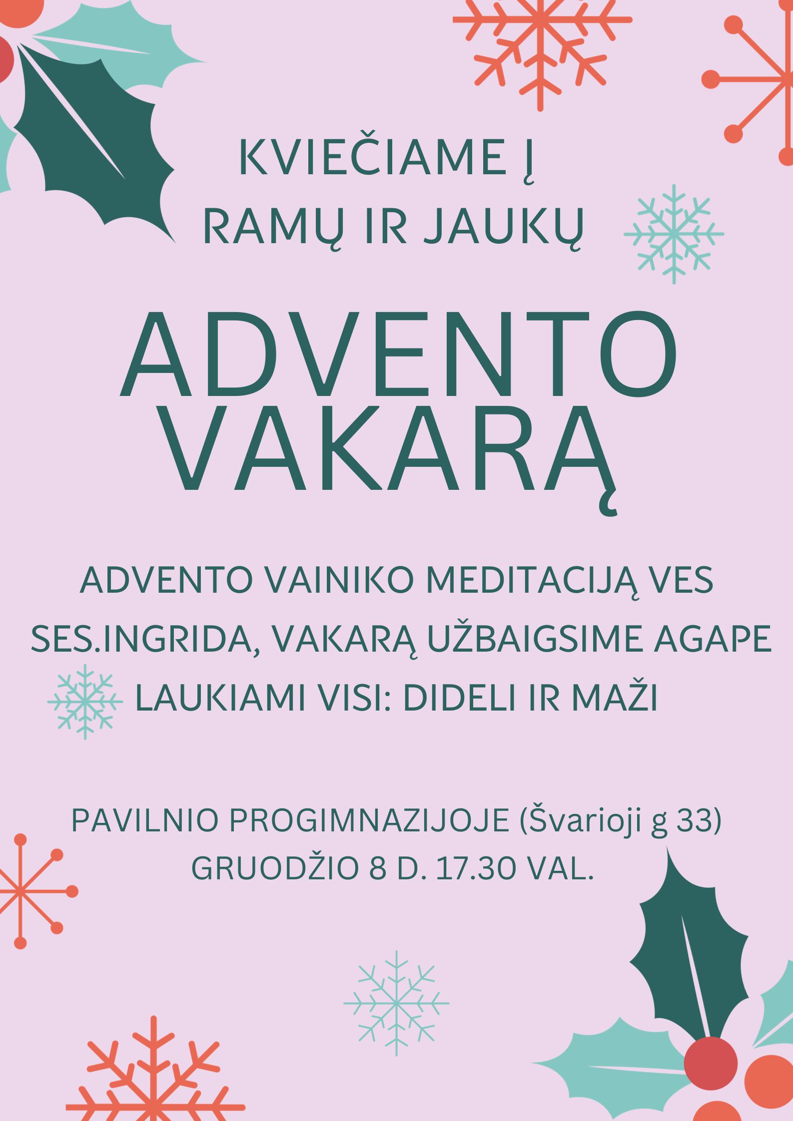 Kvietimas į Advento vakarą